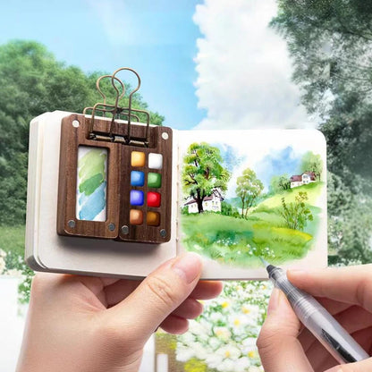 8/15 Colors Portable Travel Gouache Palette Set Mini Walnut Paint Box Artist Gouache Paint Palette Sketchbook Art Supplies
